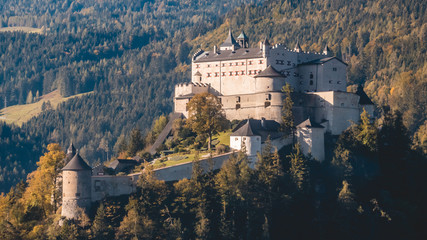 Obraz premium Beautiful alpine view with castle Hohenwerfen near Werfen-Salzburg-Austria