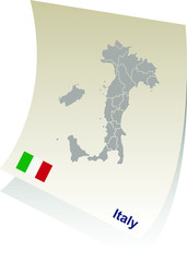 Accurate map of Italy in high resolution with the borders. geography symbols.