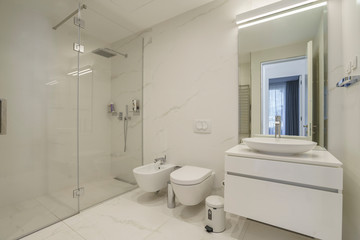 Fototapeta na wymiar Interior of a spacious bathroom in a luxury villa