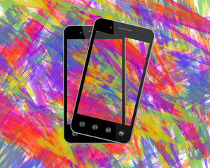 modern smart-phones on the colored background
