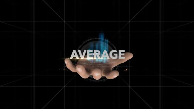 Hand Reveals Hologram Word-AVERAGE