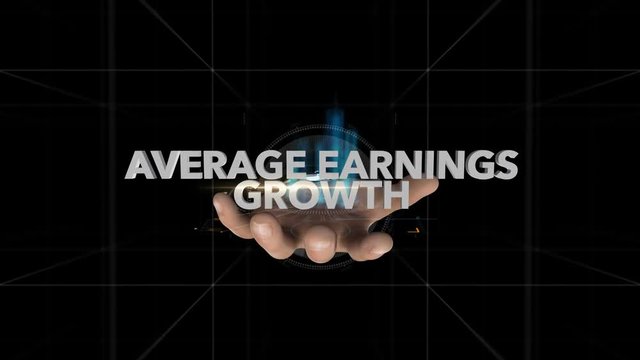 Hand Reveals Hologram Word-AVERAGE EARNINGS GROWTH