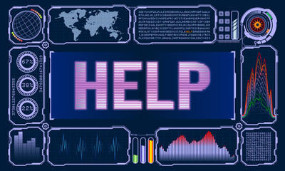 Futuristic User Interface With the Word Help. Vector illustration for your design
