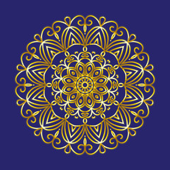 Simple gold circular pattern on dark blue backdrop