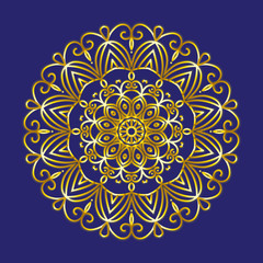 Simple gold circular pattern on dark blue backdrop