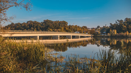Beautiful autumn reflections at Zulling-Isar-Bavaria