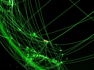 Puerto Rico on green planet Earth from space with network. Concept of international communication, technology and travel.