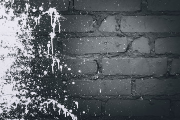 Gray brick wall white spatter vignette copy space