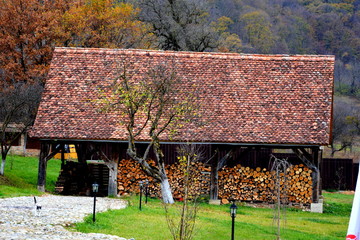 Typical house in the village Crit-Kreutz, Transylvania. The villagers started building a...