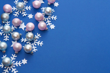 Christmas decoration on blue background.