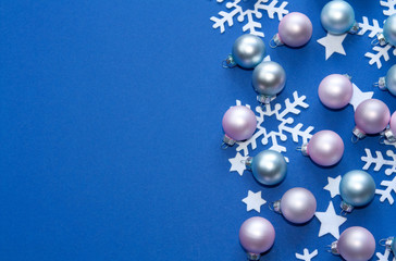 Christmas decoration on blue background.