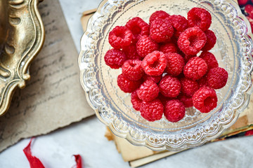 raspberries in a bowl