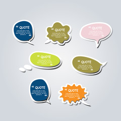 Colored text bubble set speech box vector template design