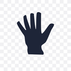 Hand showing palm transparent icon. Hand showing palm symbol design from Human Body Parts collection. Simple element vector illustration. Can be used in web and mobile.
