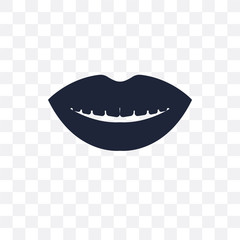 Smiling mouth showing teeth transparent icon. Smiling mouth showing teeth symbol design from Human Body Parts collection. Simple element vector illustration. Can be used in web and mobile.