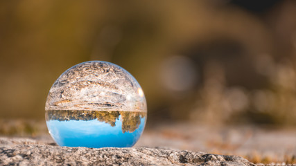 Crystal ball landscape shot at Pleinting-Danube-Bavaria-Germany