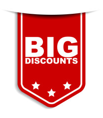 red vector banner big discounts