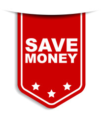 red vector banner save money
