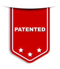 red vector banner patented