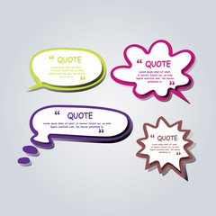 Colored text bubble set speech box vector template design