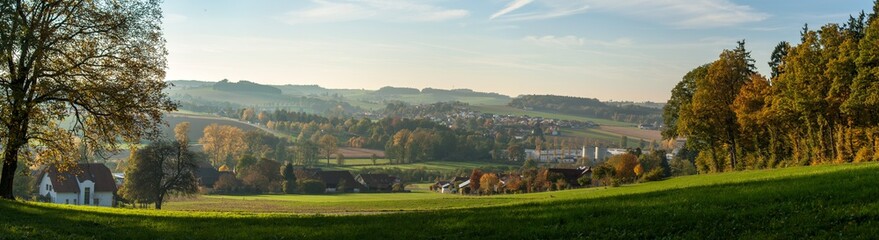 Fototapeta na wymiar Stitched High-resolution panorama near Ortenburg-Bavaria-Germany