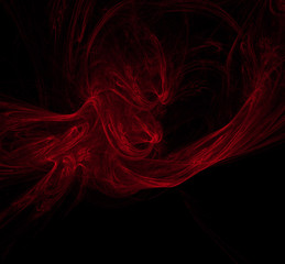 Red abstract on black background. Fantasy fractal texture. Digital art. 3D rendering. Computer generated image.