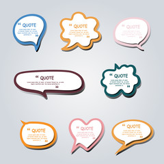 Colored text bubble set speech box vector template design