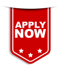 red vector banner apply now