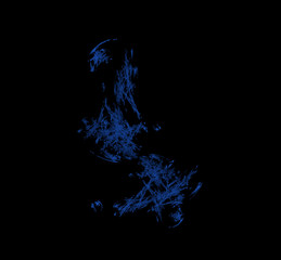 Blue fractal pattern on black background. Digital art. 3D rendering. Computer generated image.