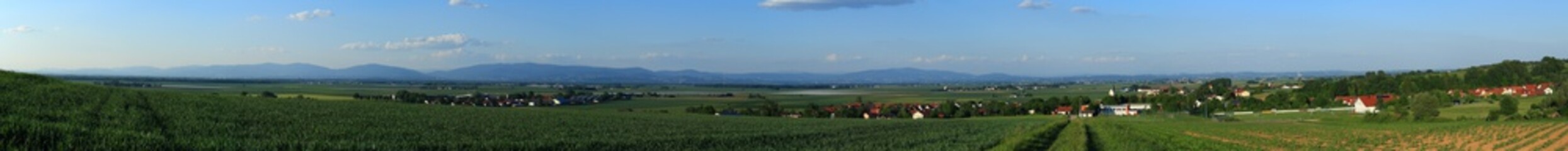 Fototapeta na wymiar Stitched High-resolution panorama near Wallerfing-Bavaria-Germany