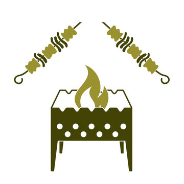 Brazier grill with kebab icon