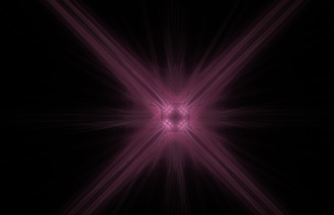 Obraz premium Pink cross abstract fractal on black background. Fantasy fractal texture. Digital art. 3D rendering. Computer generated image.