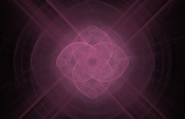 Pink cross swirl abstract fractal on black background. Fantasy fractal texture. Digital art. 3D rendering. Computer generated image.