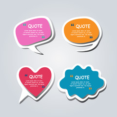Colored text bubble set speech box vector template design