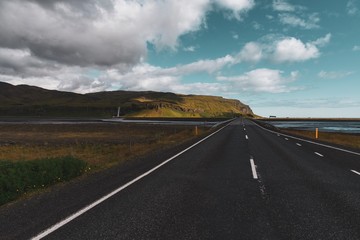 road and blue sky with scenic landscape 