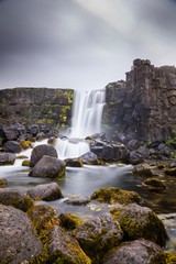 Scenic waterfall landscape in Iceland 