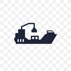 Cargo ship transparent icon. Cargo ship symbol design from Transportation collection. Simple element vector illustration. Can be used in web and mobile.