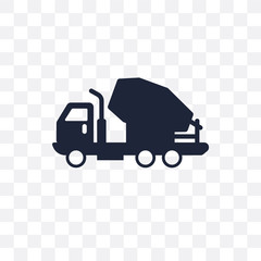 Cement truck transparent icon. Cement truck symbol design from Transportation collection. Simple element vector illustration. Can be used in web and mobile.