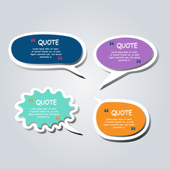 Colored text bubble set speech box vector template design