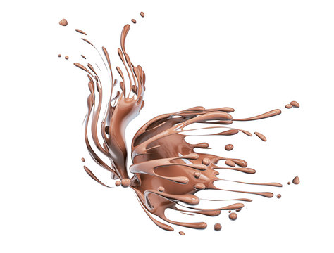  Butterfly made of splashing chocolate abstract background, 3d rendering