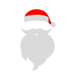 Cap and mustache with a beard of Santa Claus on a white backgrou