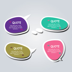 Colored text bubble set speech box vector template design
