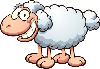 Happy cartoon sheep. Vector clip art illustration with simple gradients. All in a single layer. 