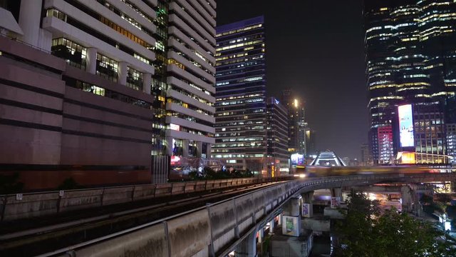 Time lapse of BTS skytrain in transportation concept at Chong Nonsi station