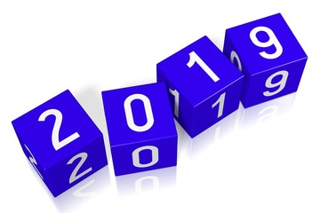 2019 New Year concept - blue cubes