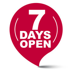 red vector banner seven days open