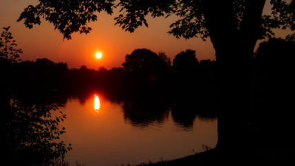 Beautiful sunset near Mamming-Isar-Bavaria-Germany