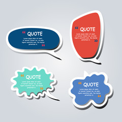 Colored text bubble set speech box vector template design