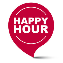 red vector banner happy hour