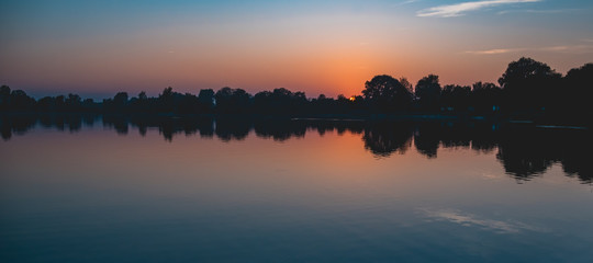 Fototapeta premium Beautiful sunset near Mamming-Isar-Bavaria-Germany